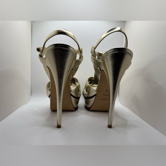 Saint Laurent Tribute Sandals in Metallic Leather Platino Size 39 Worn Once! - Picture 6 of 9